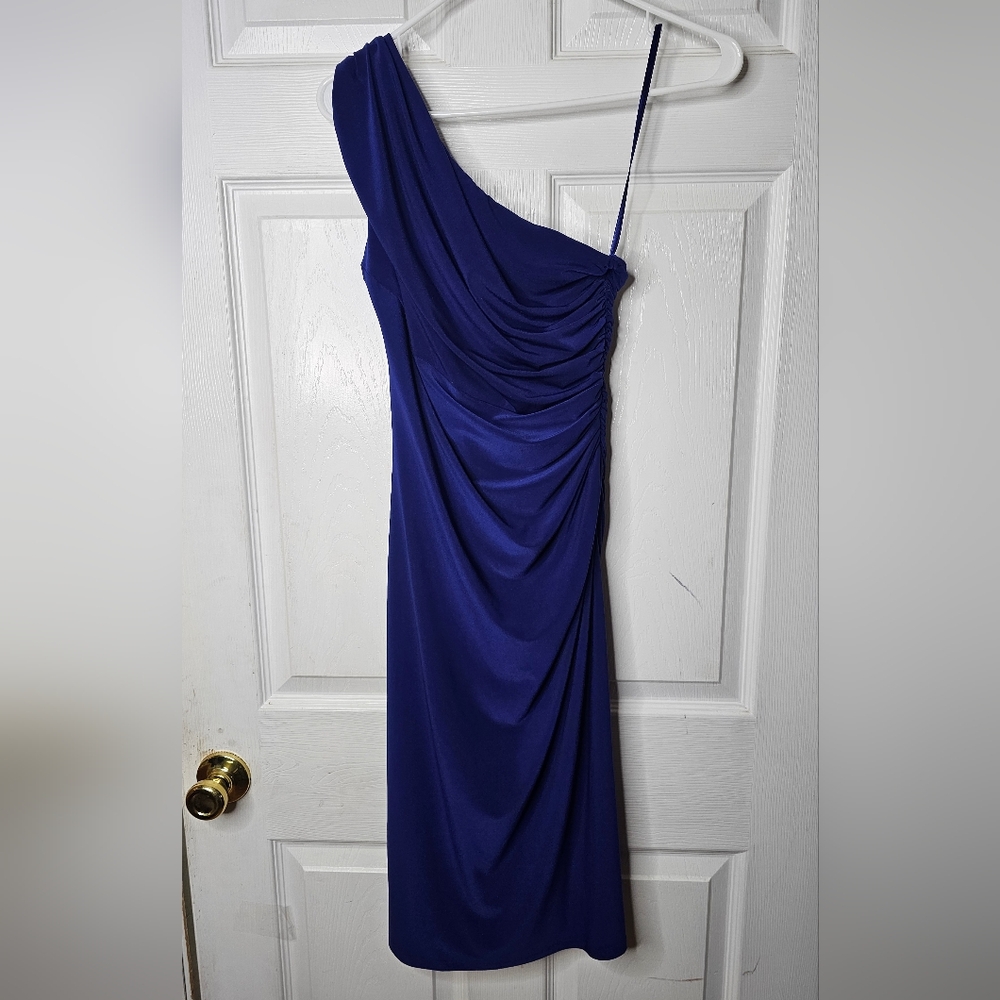 Ralph Lauren One Shoulder Blue Bodycon Dress Size 4